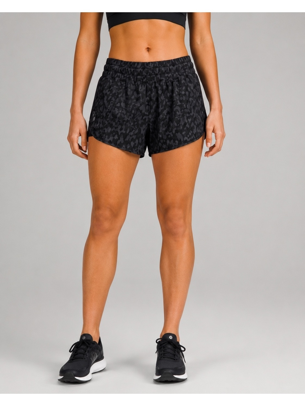 Lululemon Track That Mid-Rise Lined Short 5" Cheetah Camo Deep Coal Size 8